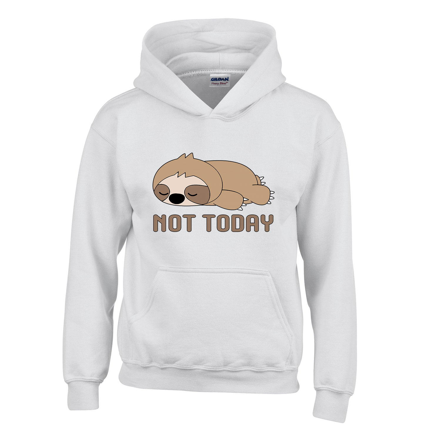 lusta lajhár not today Fehér Gyerek Kapucnis Pulóver