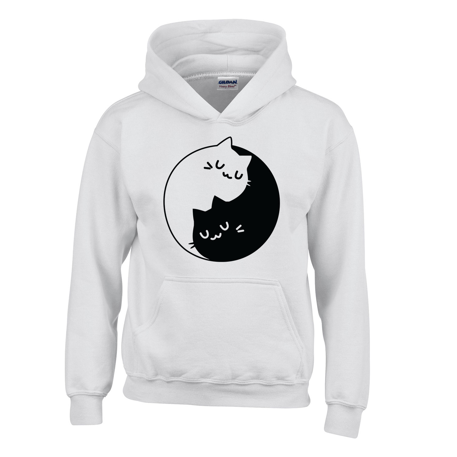 yin yang cica macska macskás macskák Fehér Gyerek Kapucnis Pulóver
