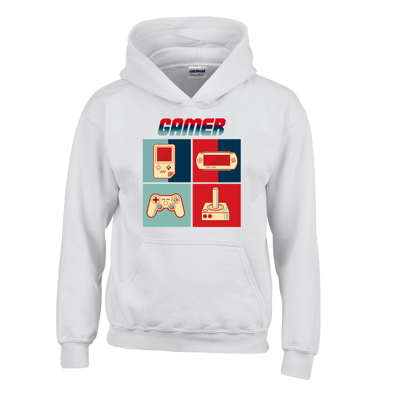 Gamer joystick gameboy Fehér Gyerek Kapucnis Pulóver