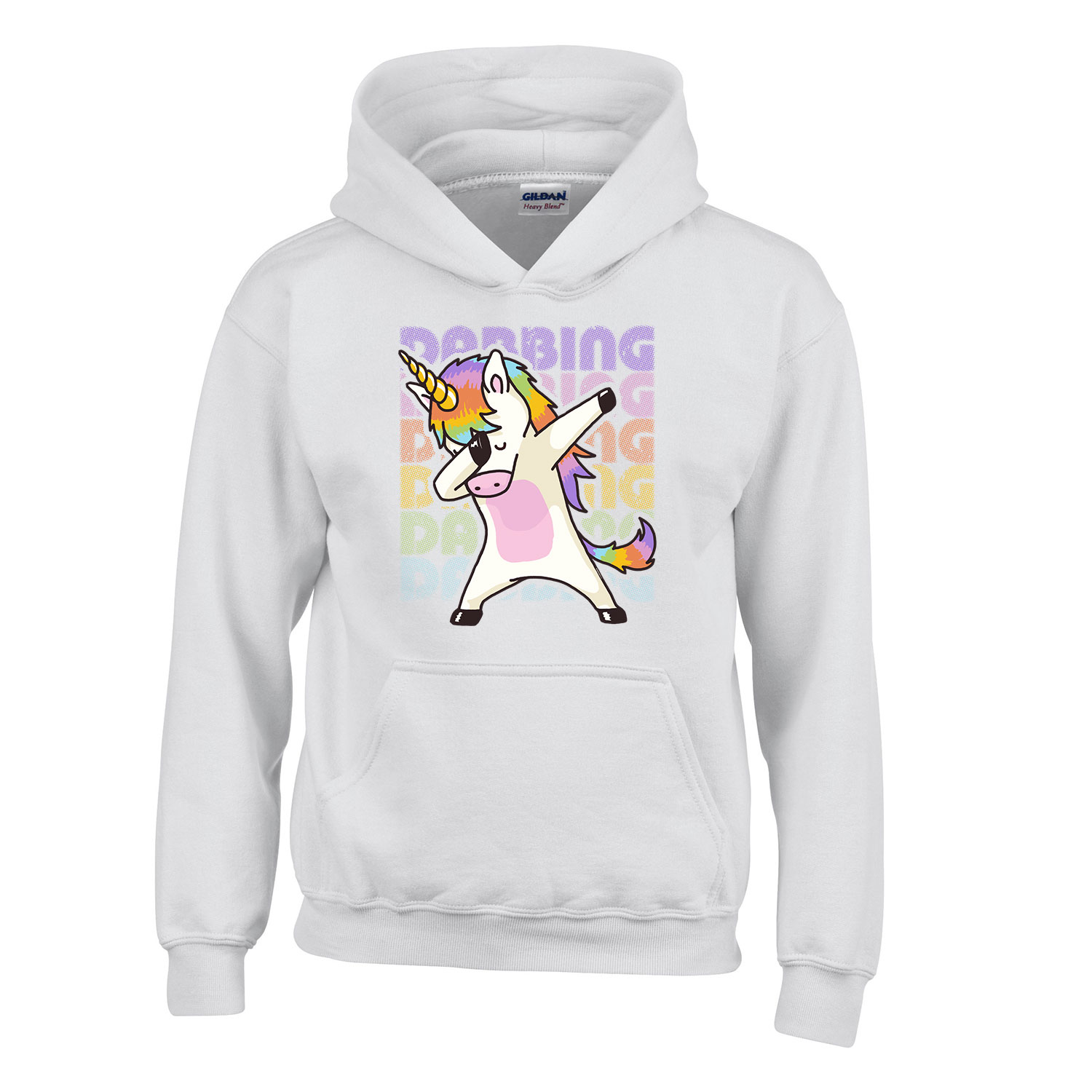 dabbing unikornis unicorn Fehér Gyerek Kapucnis Pulóver