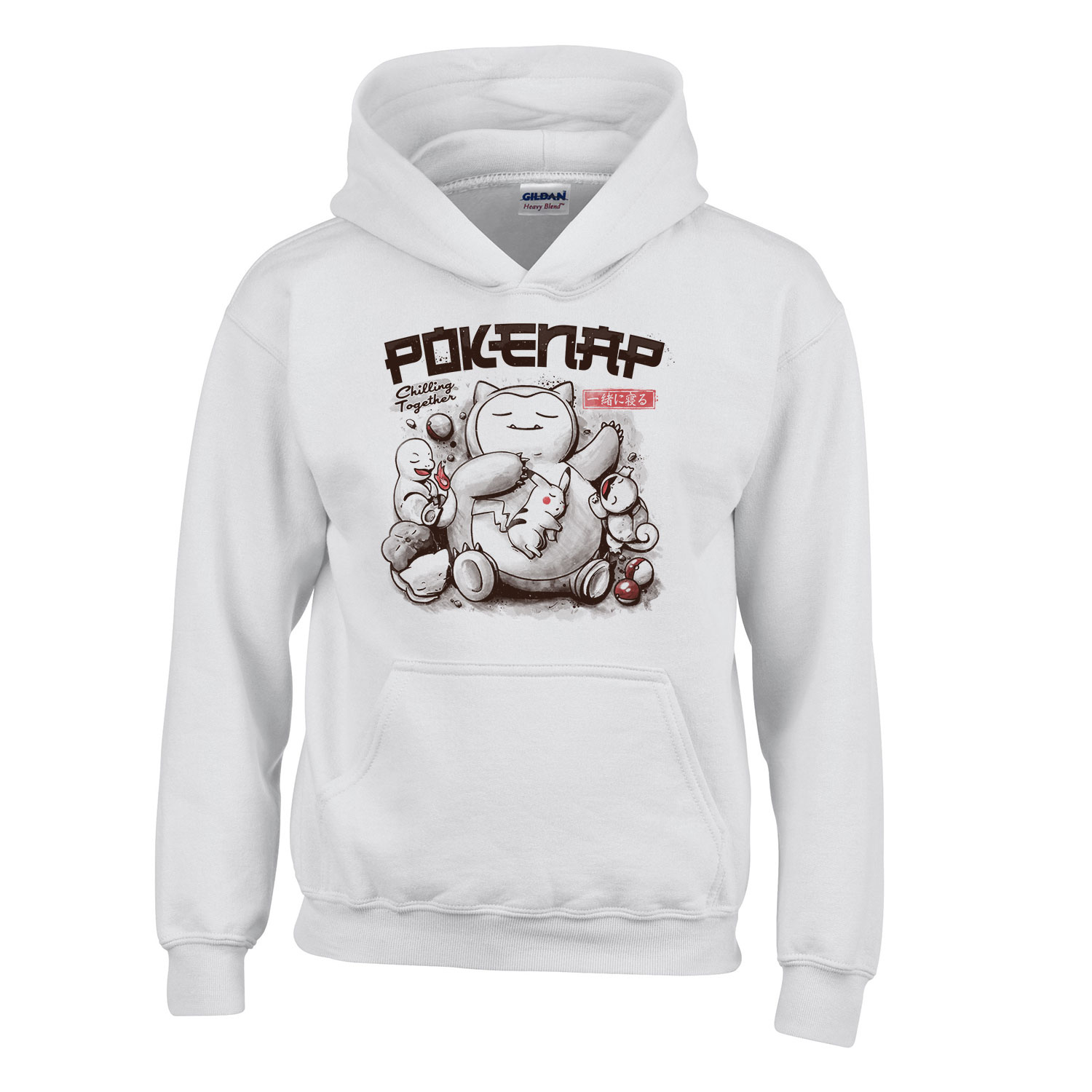 pokemon snorlax pikachu charmander alvós alvás Fehér Gyerek Kapucnis Pulóver