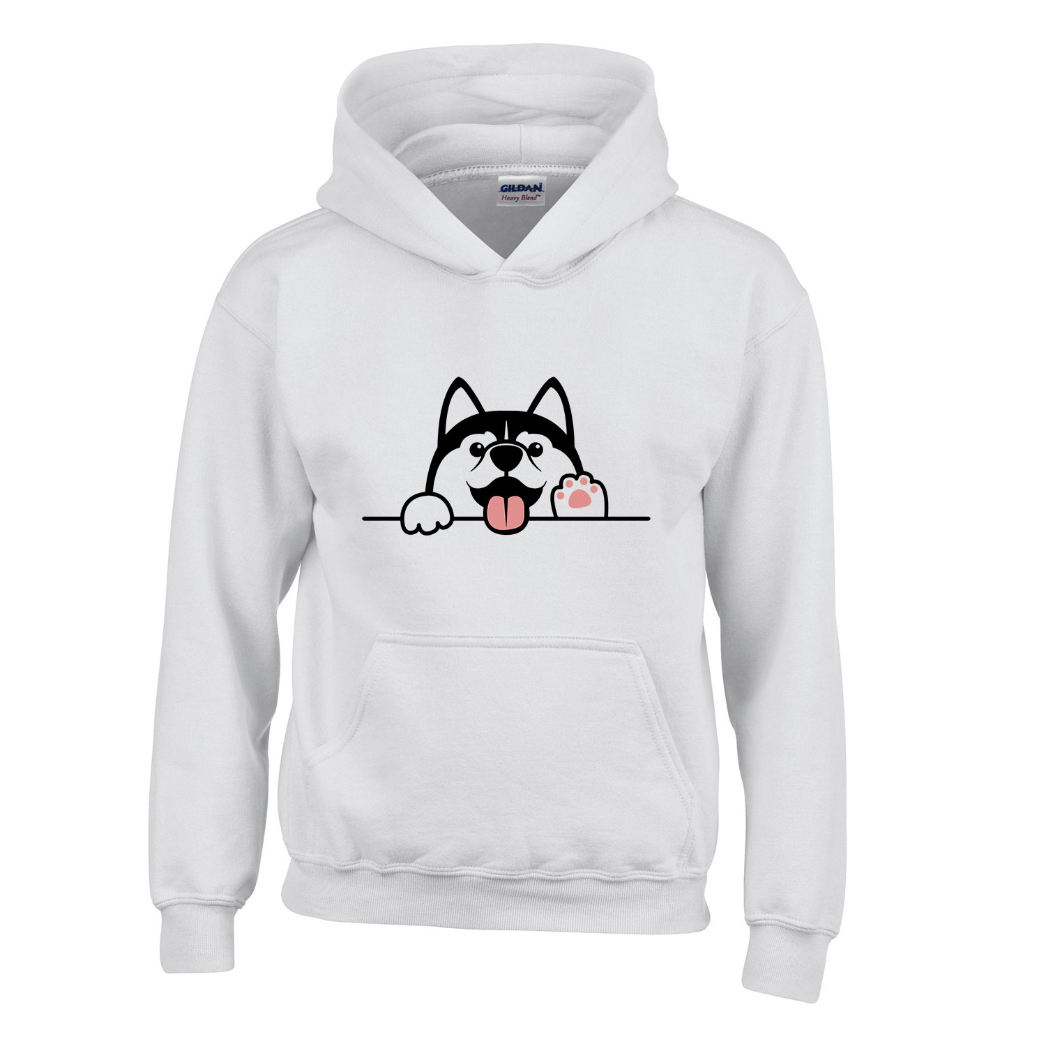 husky kutya Fehér Gyerek Kapucnis Pulóver