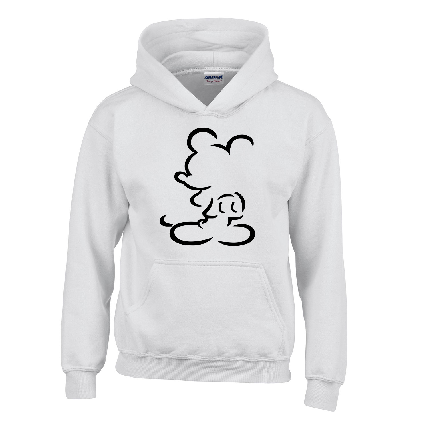 mickey egér outline Fehér Gyerek Kapucnis Pulóver