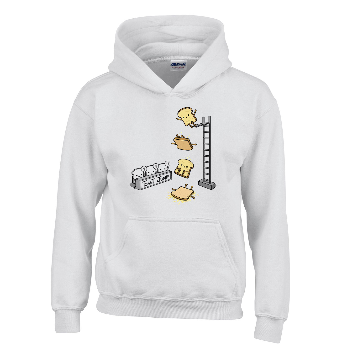 toast jump kenyér humor Fehér Gyerek Kapucnis Pulóver
