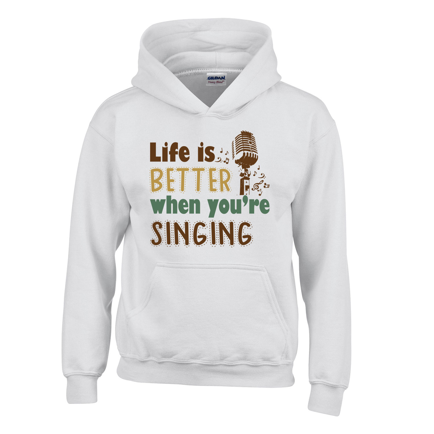 éneklés ének singing Fehér Gyerek Kapucnis Pulóver