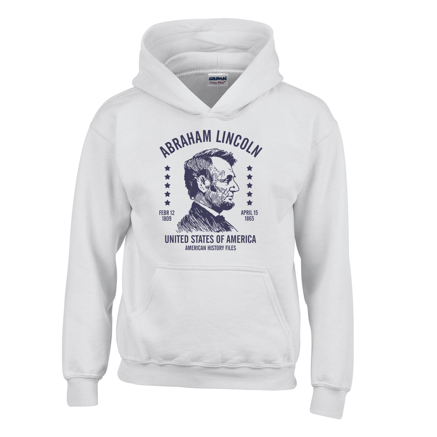 Abraham Lincoln Fehér Gyerek Kapucnis Pulóver