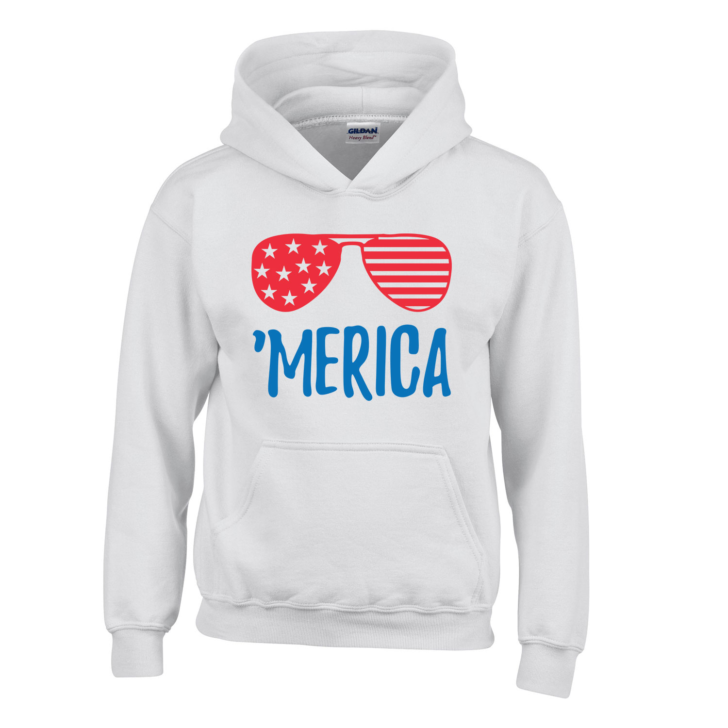 merica america Fehér Gyerek Kapucnis Pulóver