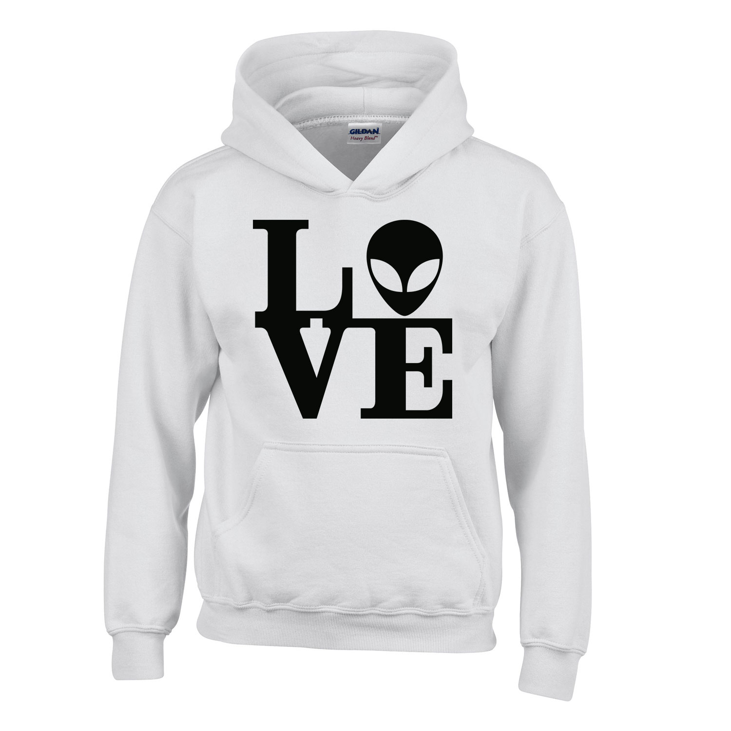 UFO love Fehér Gyerek Kapucnis Pulóver