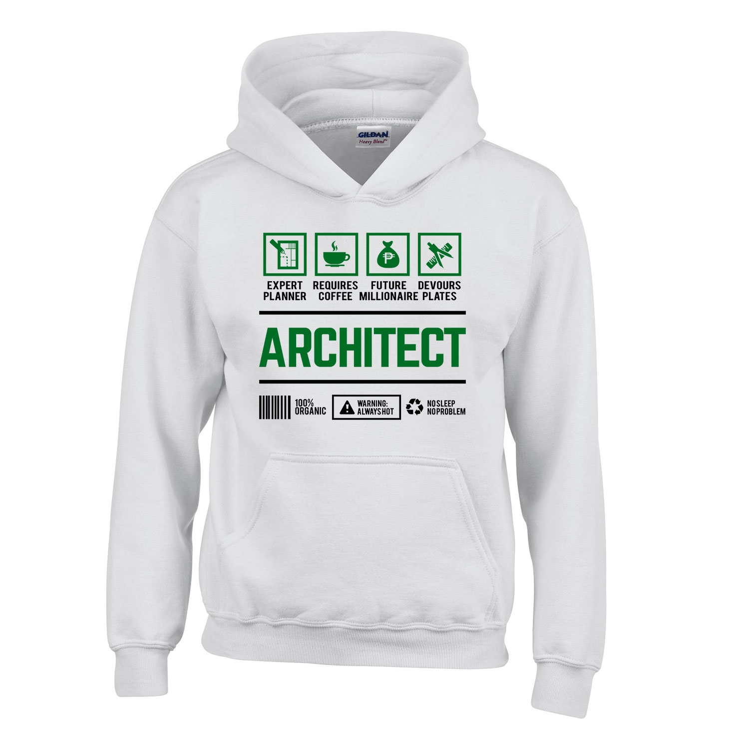 Építész építő architect Fehér Gyerek Kapucnis Pulóver