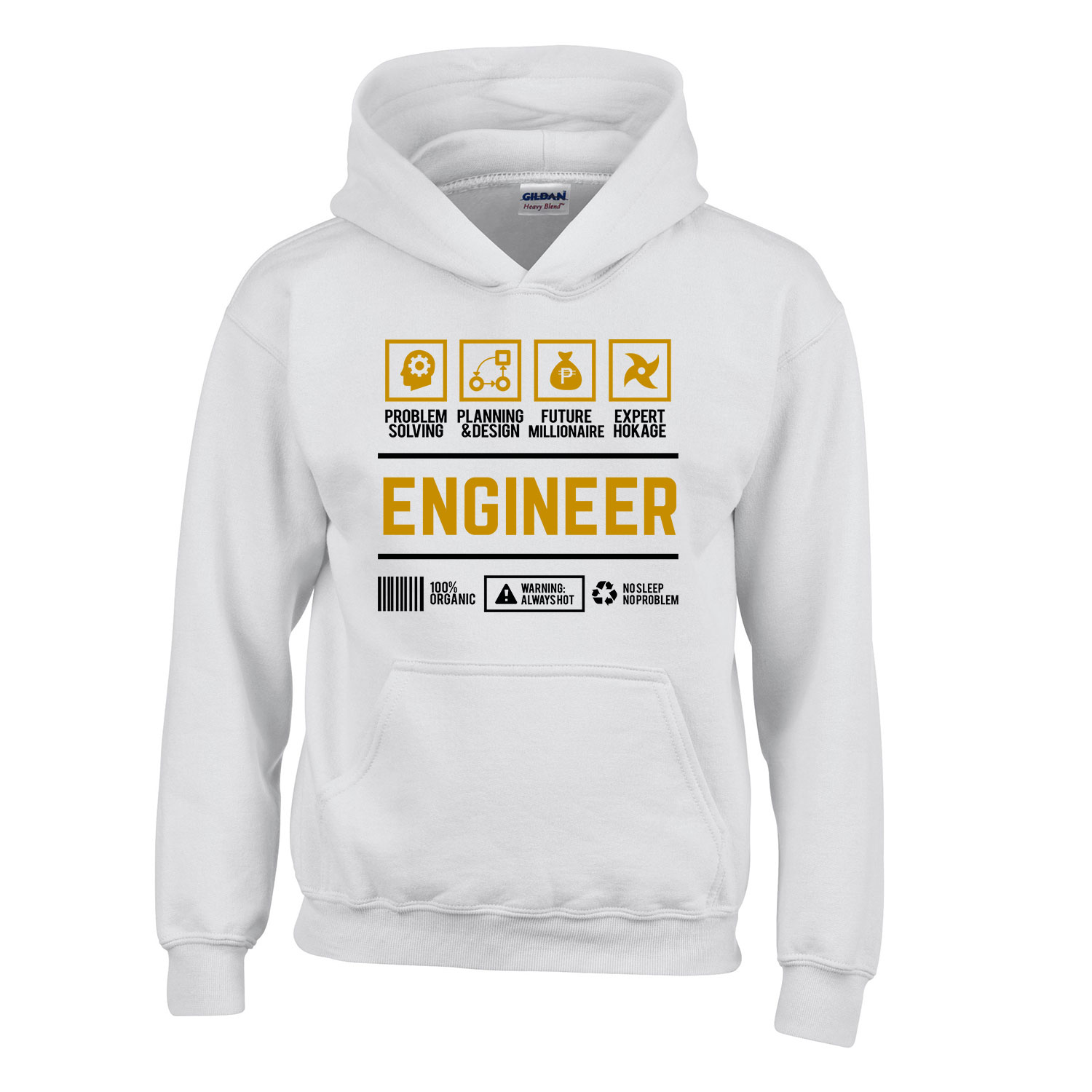 mérnök engineer Fehér Gyerek Kapucnis Pulóver