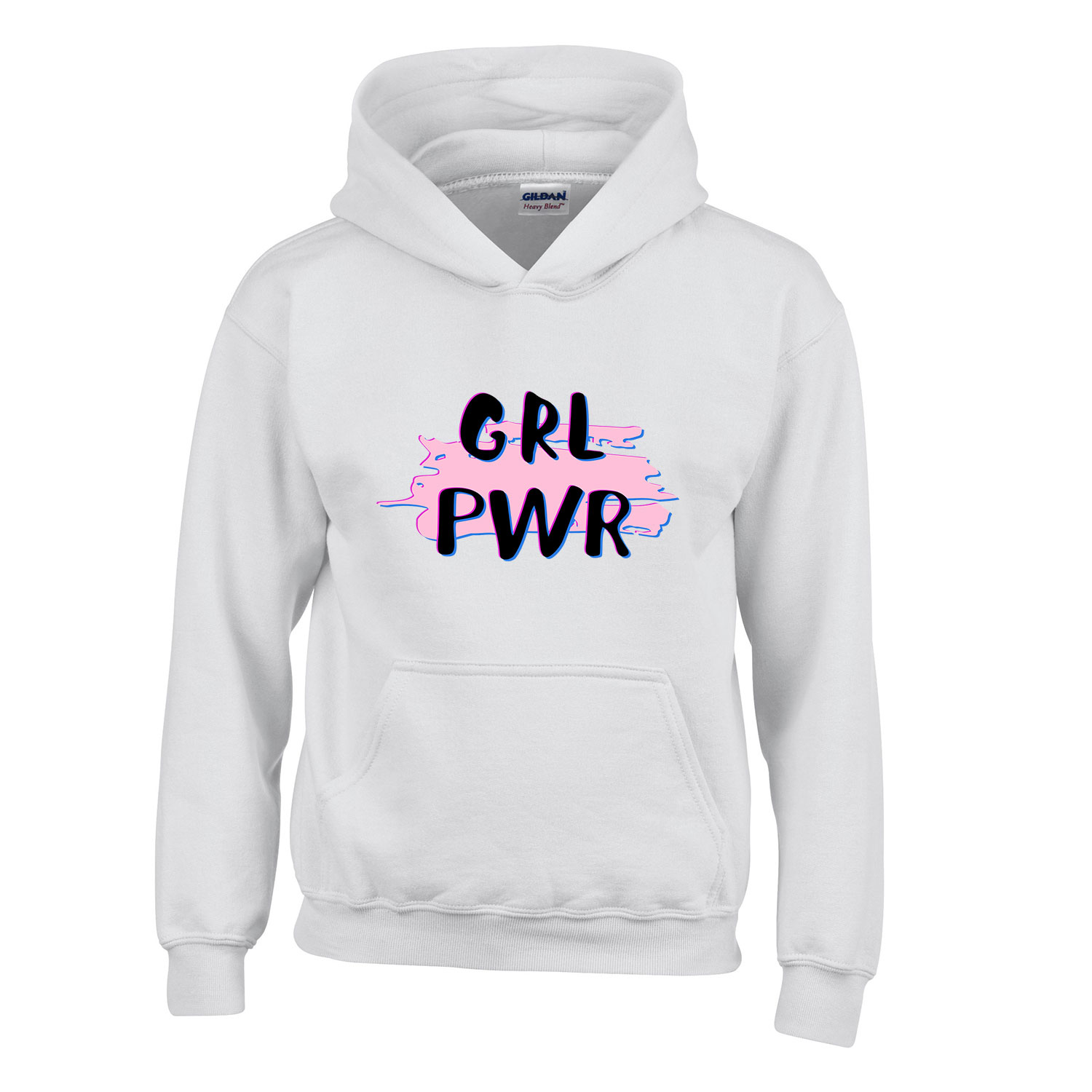 girl power grl pwr Fehér Gyerek Kapucnis Pulóver