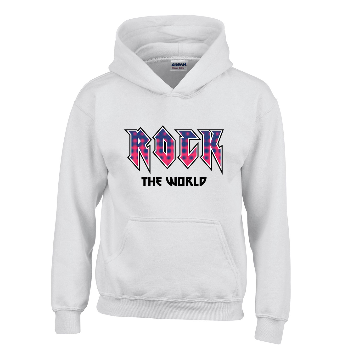 rock the world Fehér Gyerek Kapucnis Pulóver
