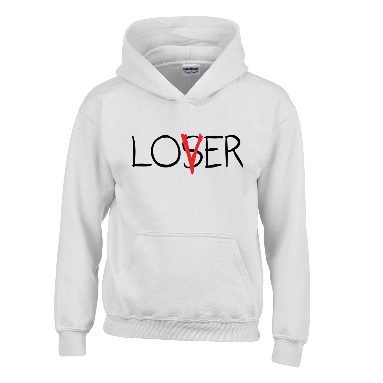lover loser az stephen king it pennywise Fehér Gyerek Kapucnis Pulóver