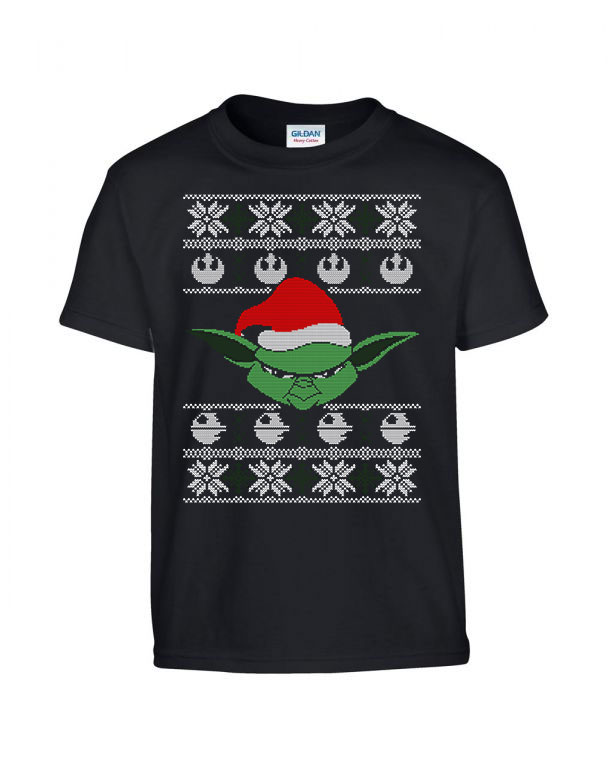 karácsonyos star wars yoda ronda pulcsi Fekete Gyerek Póló