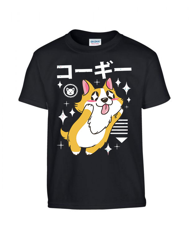 korgi corgi kutya Fekete Gyerek Póló