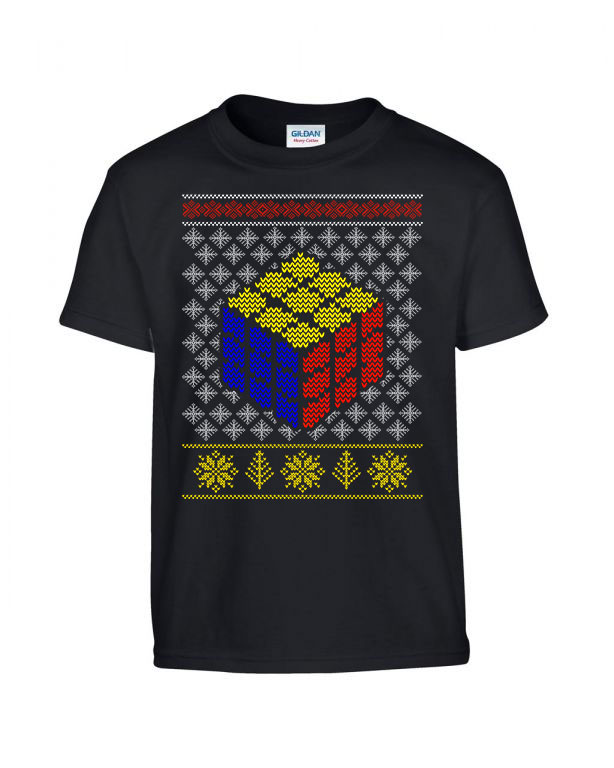 Rubik kocka karácsony ronda pulcsi Fekete Gyerek Póló