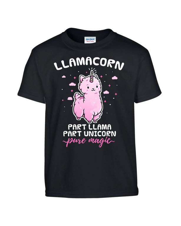 láma unikornis Fekete Gyerek Póló