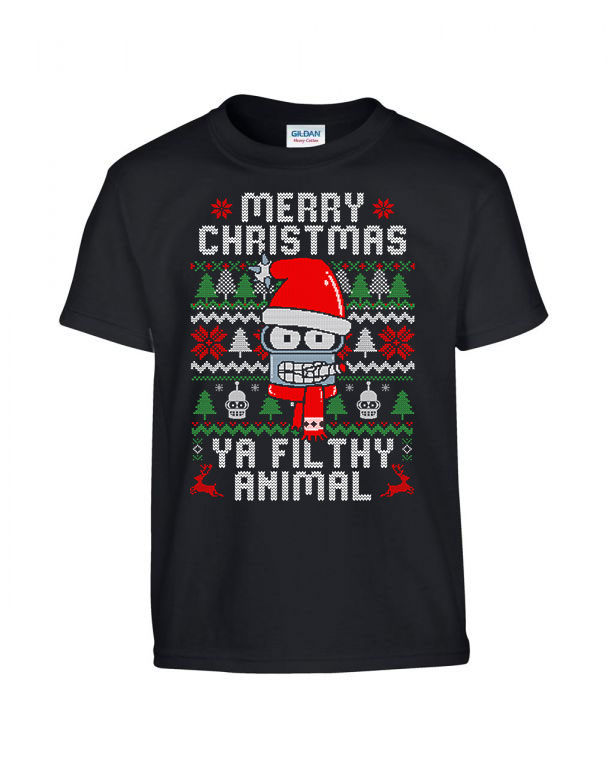 futurama christmas karácsony Fekete Gyerek Póló