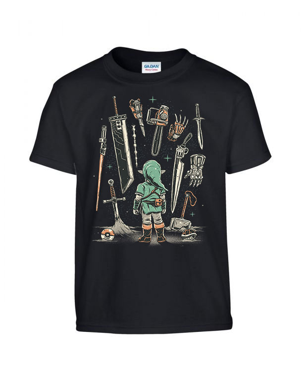 zelda link pokemon gamer lézerkard final fantasy mjolnir Fekete Gyerek Póló