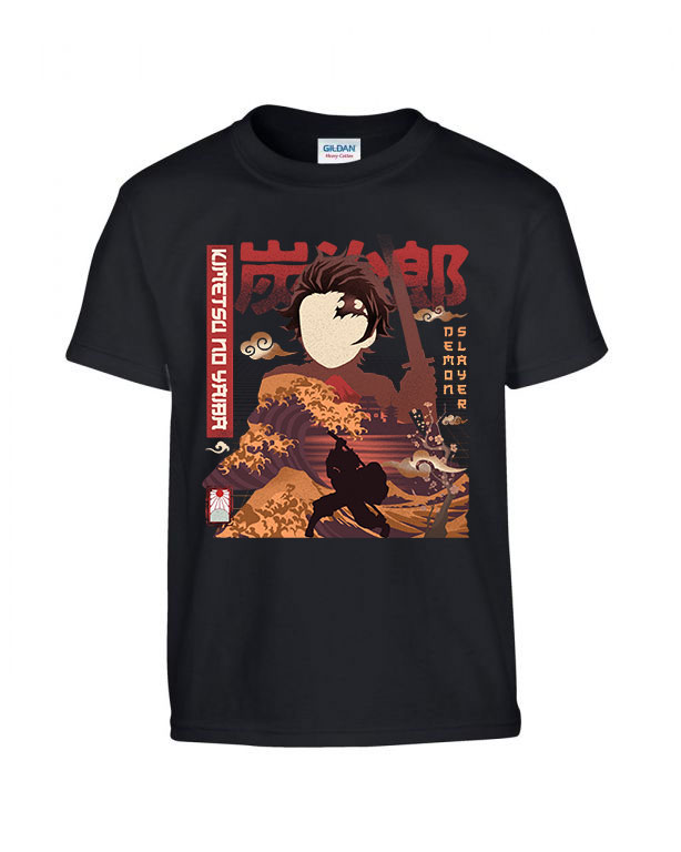 tanjiro demon slayer Fekete Gyerek Póló