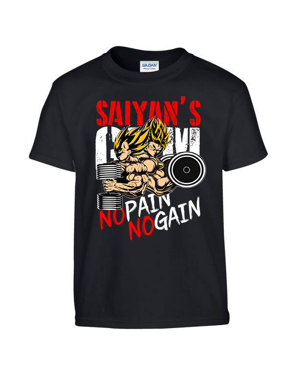 kondi edzés gym no pain no gain son goku vegeta Fekete Gyerek Póló