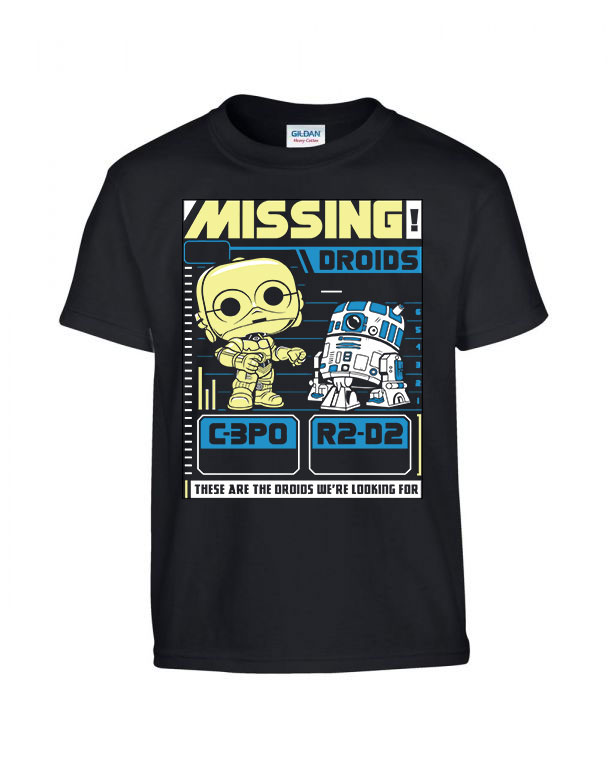 star wars c3po r2d2 Fekete Gyerek Póló