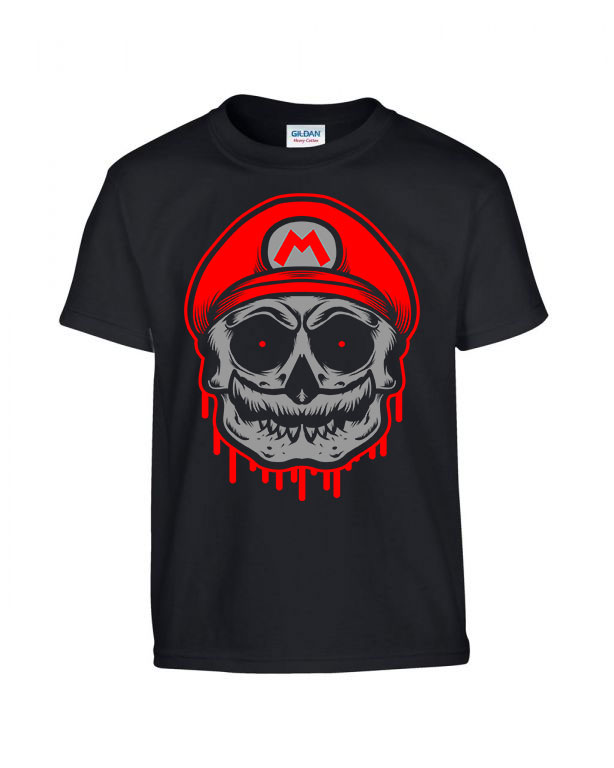 super mario koponya Fekete Gyerek Póló