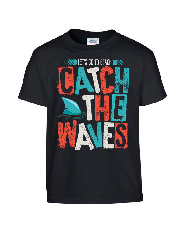 nyár hullámok beach part waves Fekete Gyerek Póló
