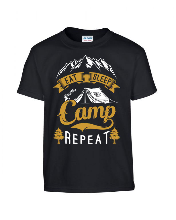 camping kemping túrázás Fekete Gyerek Póló