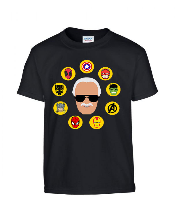 Marvel Stan lee bosszúállók thor hulk pókember vasember Fekete Gyerek Póló