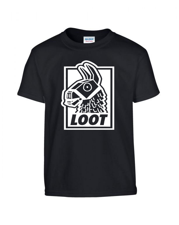 Fortnite loot láma Fekete Gyerek Póló