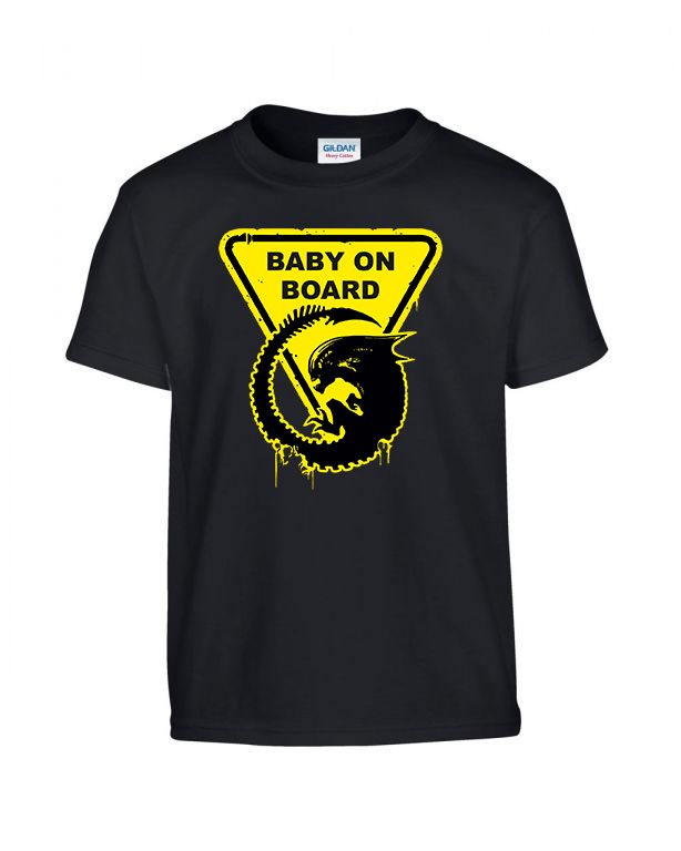 alien baby on board Fekete Gyerek Póló