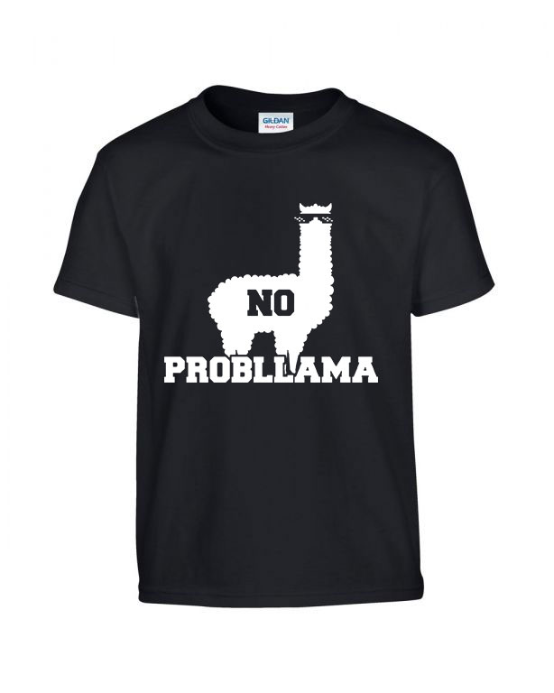 no probllama láma Fekete Gyerek Póló