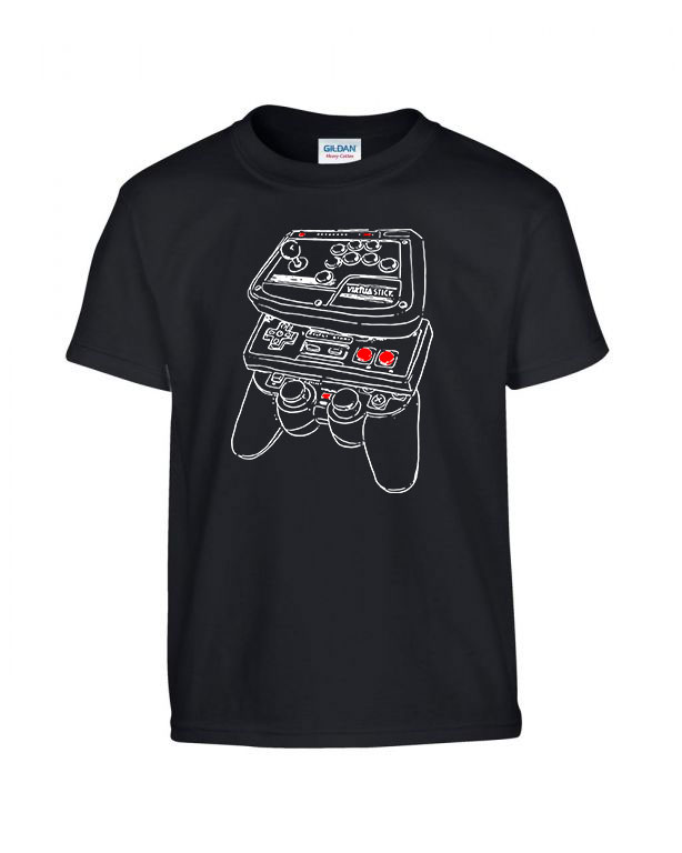 gamer joystick sega Fekete Gyerek Póló