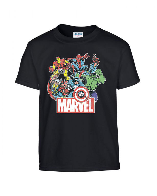 marvel avengers bosszúállók vasember thor pókember Fekete Gyerek Póló