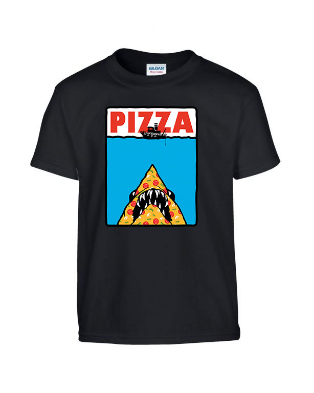 pizza pizza shark cápa Fekete Gyerek Póló