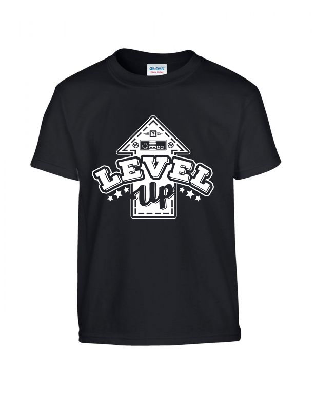 gamer level up Fekete Gyerek Póló