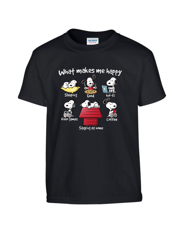 snoopy kutya boldogság Fekete Gyerek Póló