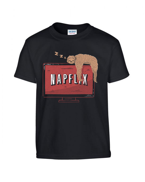 napflix netflix lajhár lusta Fekete Gyerek Póló
