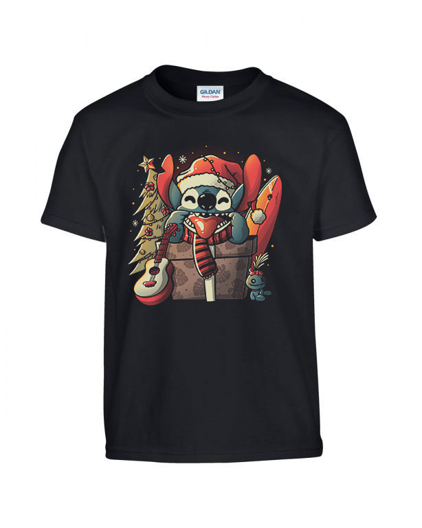 stitch karácsony ronda pulcsi Fekete Gyerek Póló