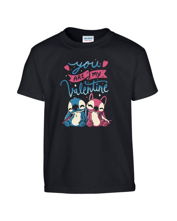 stitch valentin nap Fekete Gyerek Póló