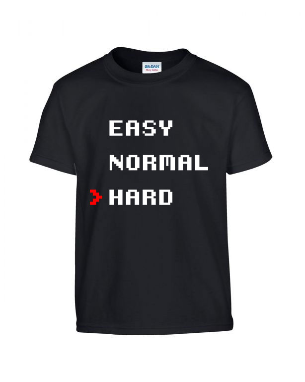 easy normal hard gamer Fekete Gyerek Póló