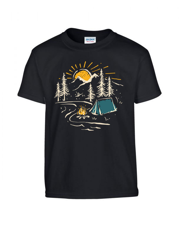 kemping camping Fekete Gyerek Póló