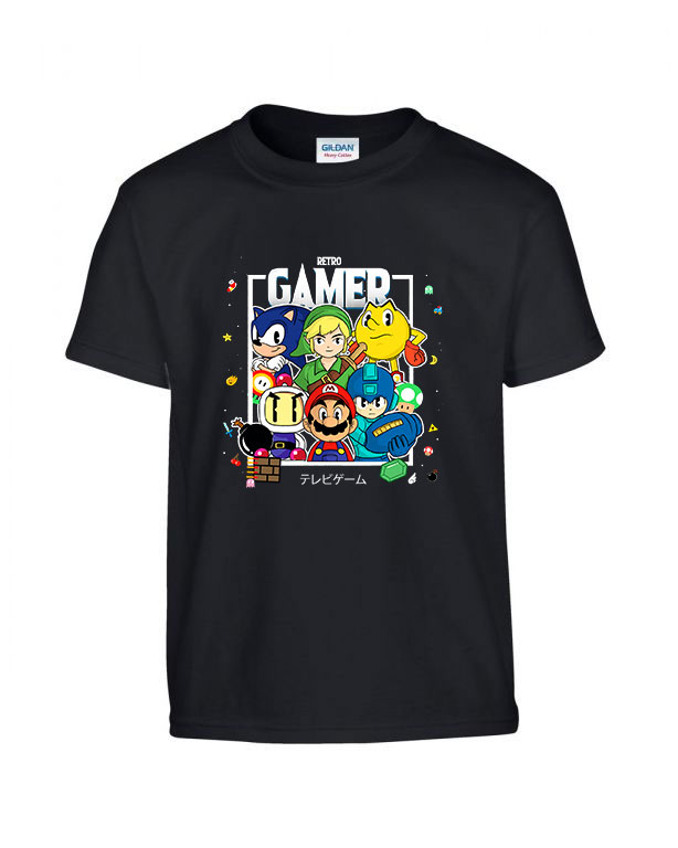 sonic mario zelda pac man megamen bomberman Fekete Gyerek Póló