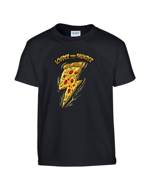 pizza villám Fekete Gyerek Póló