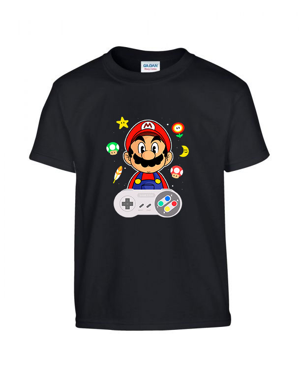 super mario Fekete Gyerek Póló