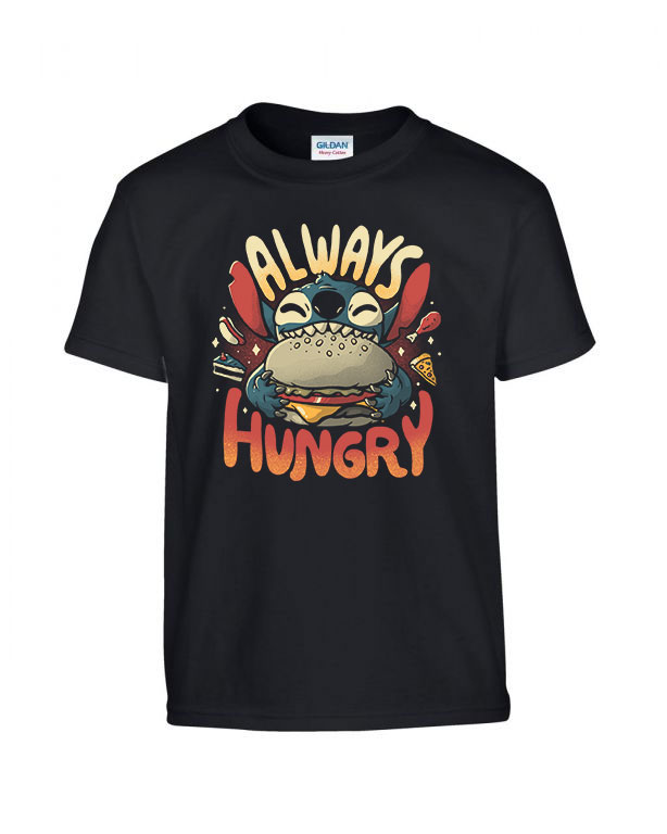 hamburger éhes stitch Fekete Gyerek Póló