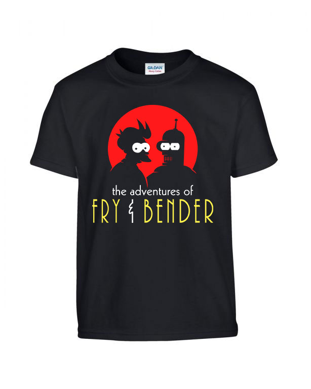 adventures of fry and bender futurama Fekete Gyerek Póló
