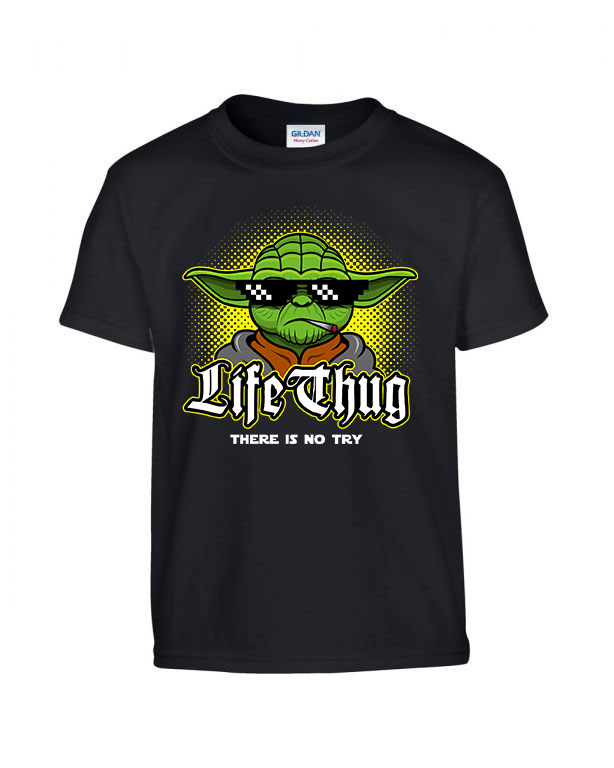 yoda humor thug life try Fekete Gyerek Póló