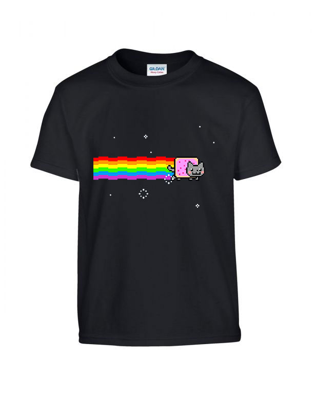 nyam cat macska Fekete Gyerek Póló